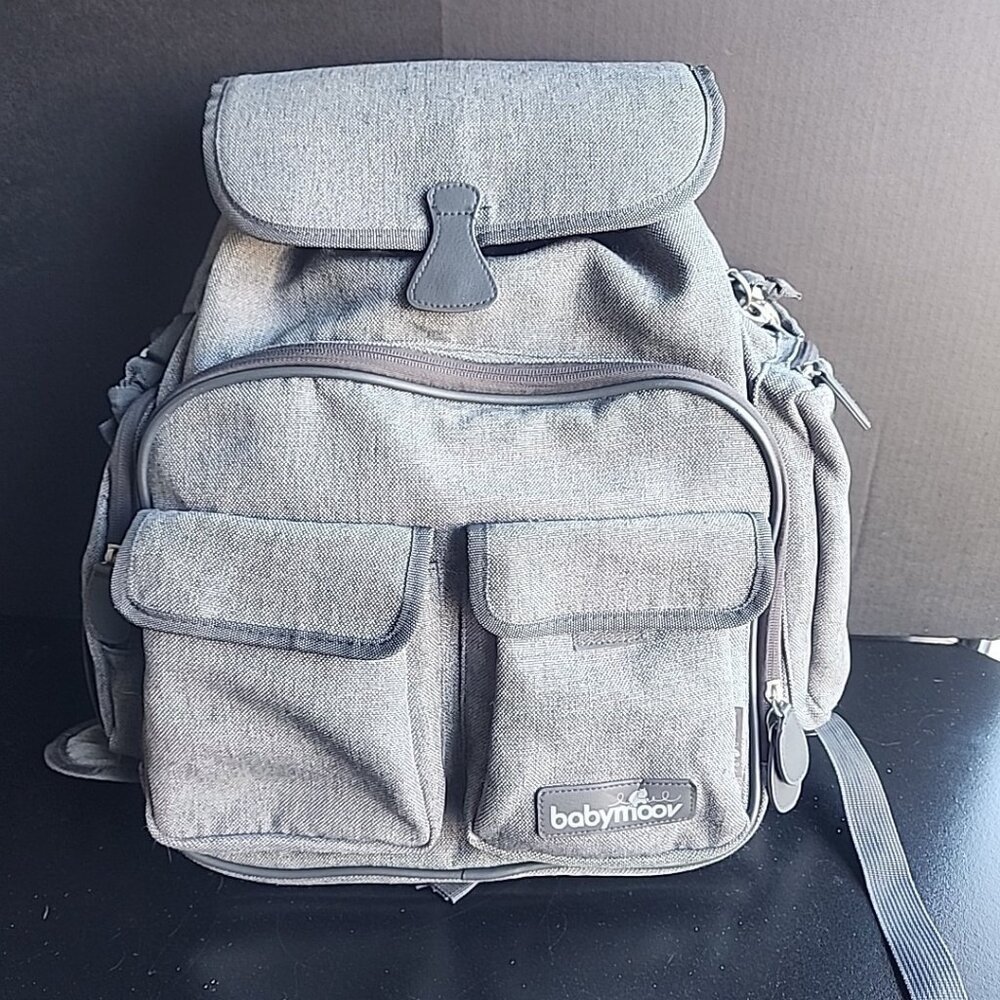 Baby Moov Diaper Bag, Gray, Backpack baby accessories zip closure POCKETS